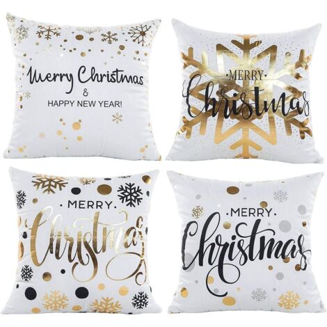 Set of 4 Christmas Cushion Covers, Christmas Pillowcase, Sofa Cushion Covers, Decorative Pillowcases Beautiful Christmas