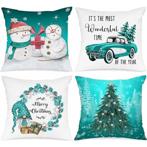 Nanan Christmas Pillow Covers 18x18 inch Set of 4 Decorative Farmhouse Throw Pillow Covers Holiday Rustic Pillow Cases for Sofa Couch Home Decor
