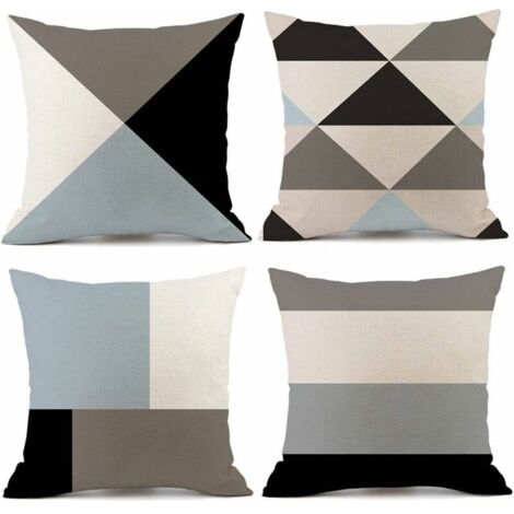 Set of 4 colorful geometric pillowcases, linen pillow covers, decorative square pillow covers, for home bedroom sofa, 45x45cm