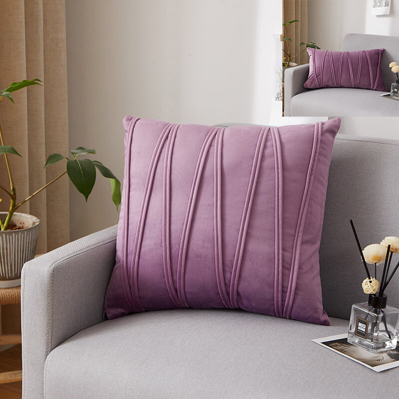 Groofoo - Set Of 4 Cushion Cover Three-Dimensional Geometric Stripes Velvet Decorative Pillow Case Home Living Room Sofa Bedroom (30X50cm, Purple)