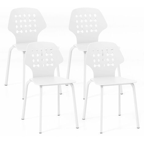 Set of 4 Dining Chair Metal Kitchen Bar Chair Stool Armless Accent Side Chair