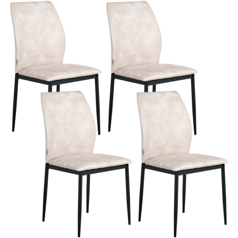 Beliani Set Of 4 Dining Chairs Rocheport Fabric Light Beige