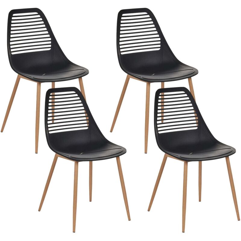 Beliani - Set Of 4 Dining Chairs Modern Minimalistic Armless Plastic Seat Black Montello
