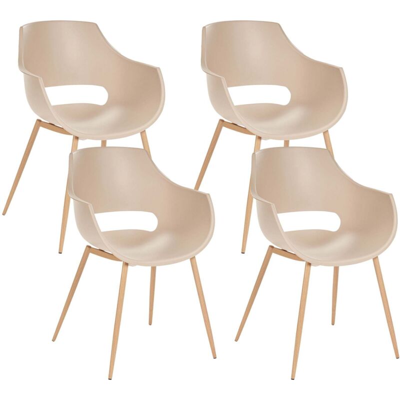 Beliani Set Of 4 Dining Chairs Millers Beige