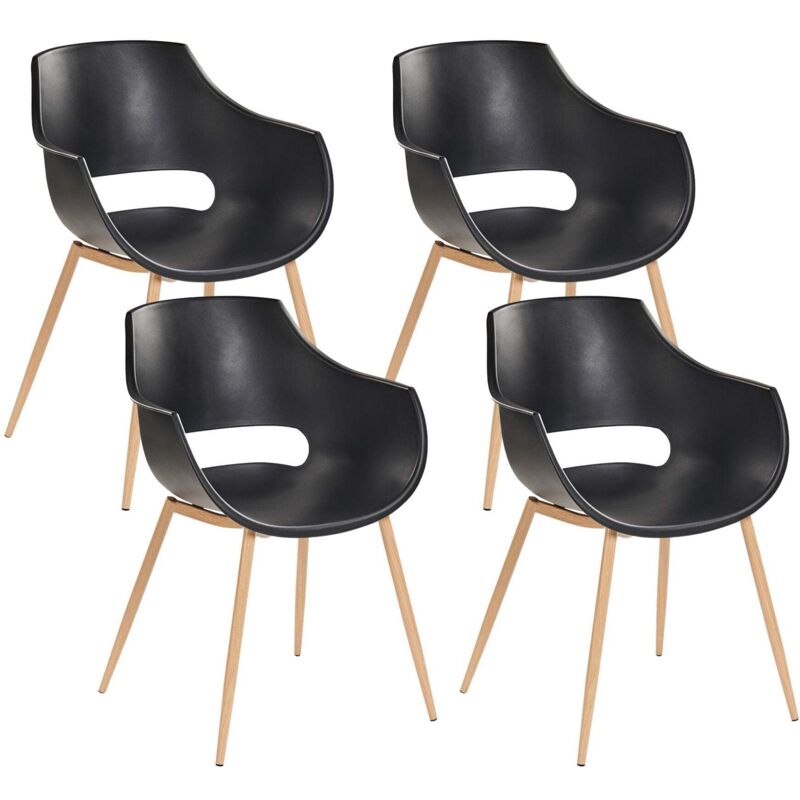 Beliani - Set Of 4 Dining Chairs Modern Minimalistic Plastic Seat Beige Millers