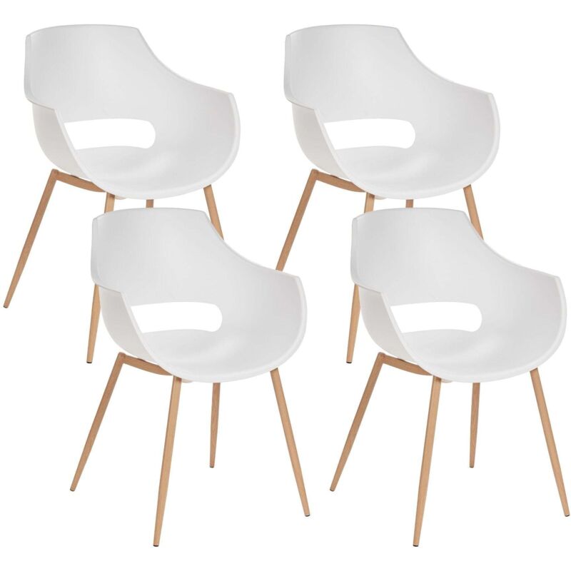 Beliani - Set Of 4 Dining Chairs Modern Minimalistic Plastic Seat White Millers