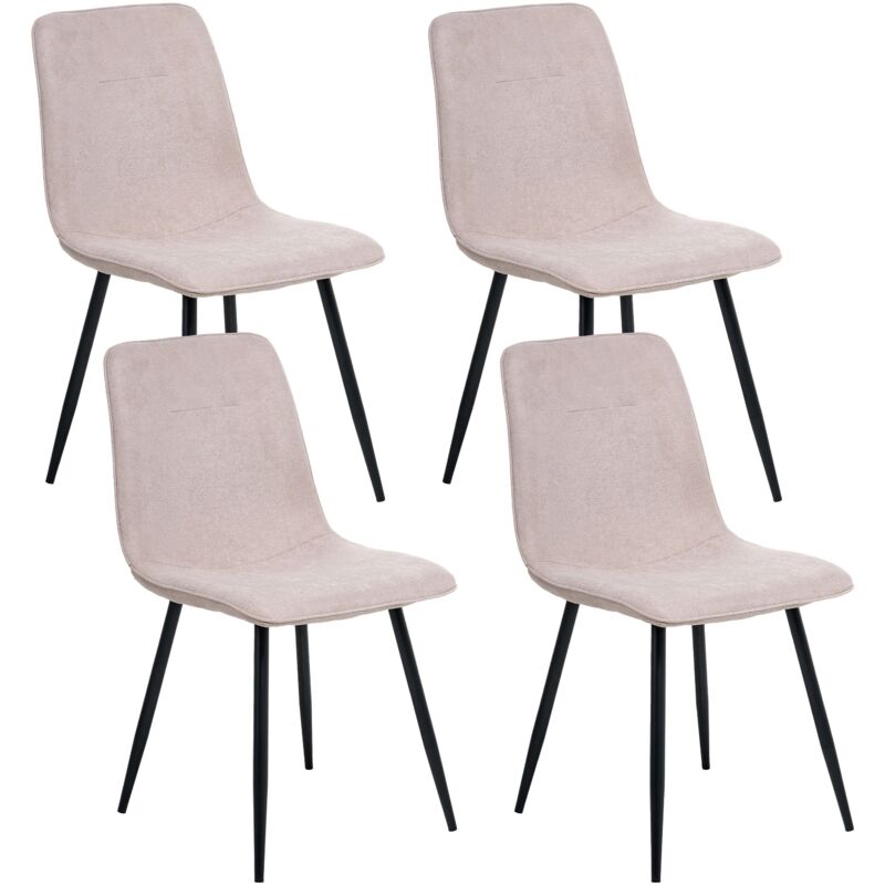 Beliani Set Of 4 Dining Chairs Polyester Upholstery Iron Black Legs Armless Dining Room Beige Tuscola