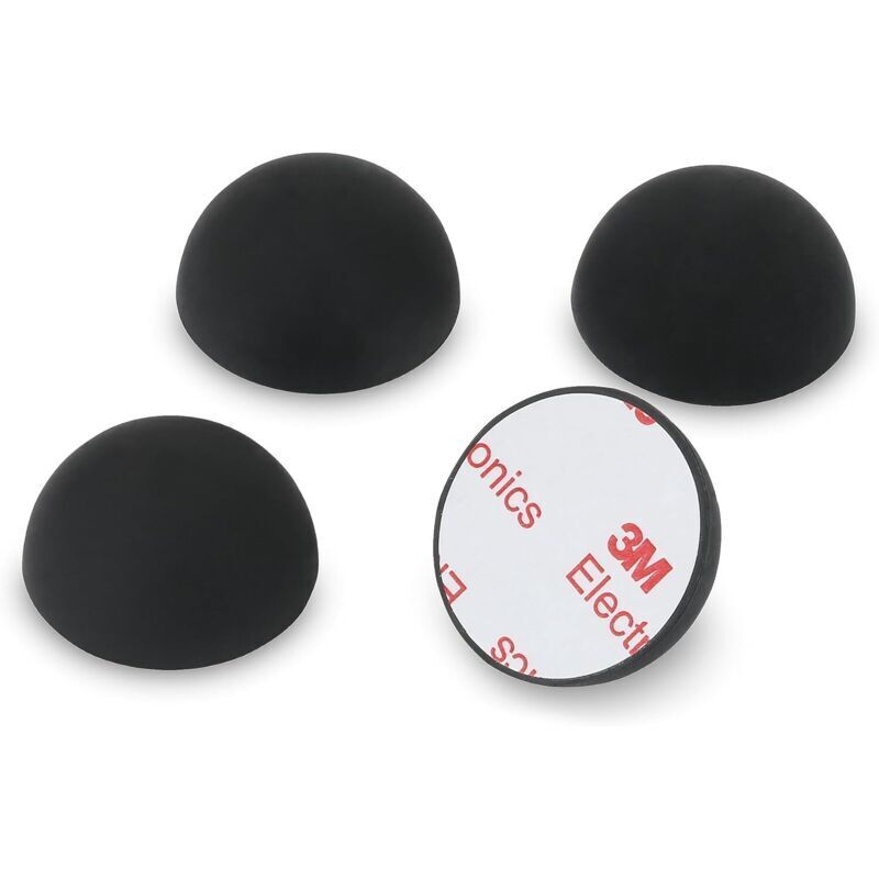 Set of 4 ED32 elastomer dampers for HiFi equipment, speakers, loudspeakers, turntables, amplifiers, etc. 3M adhesive patch, black.