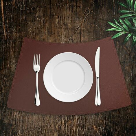 Set of 4 Faux Leather Placemats - 50 × 30 cm - Anti-Stain - Anti-Slip - Waterproof - Washable - Burgundy Color