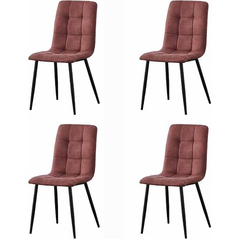 Set of 4 Faux Matte Suede Leather Dining Chairs home & restaurants Henri PINK