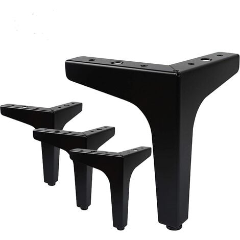 main image of "Set of 4 feet furniture load up to 600 kg, modern triangle metal table foot, cabinet stand for cupboard, sofa, with 16 screws and 4 feet protector, black (17cm)"