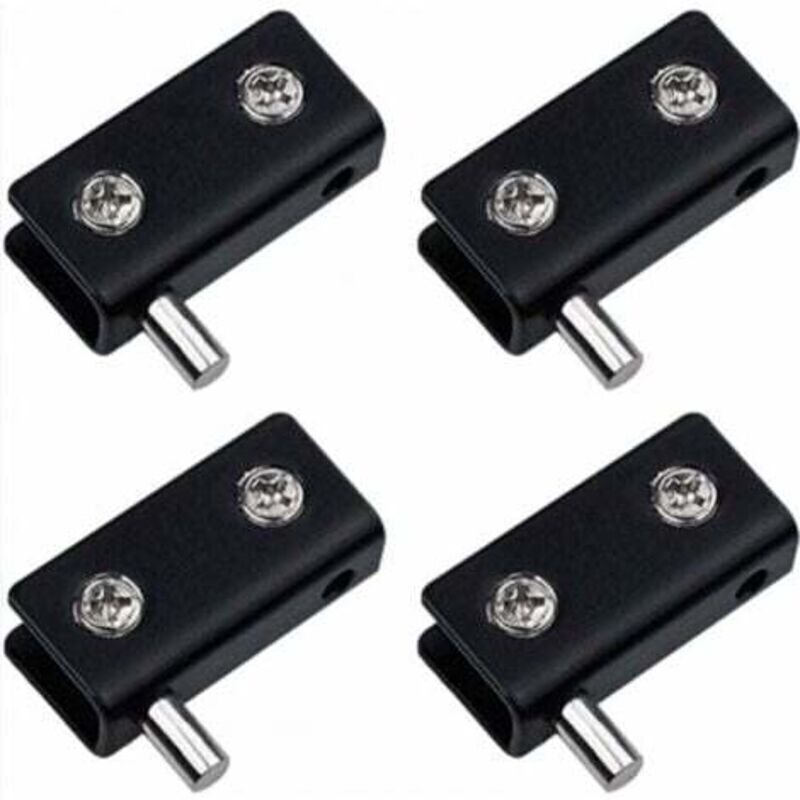 Set of 4 frameless pivot hinges for glass doors - Black - Stainless steel glass door clips with adjustable pin - Replacement kit for 5-7 mm glass