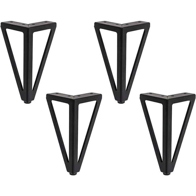 ZVD - Set of 4 Furniture Legs, Metal Table Legs, 15cm Black Furniture Legs for tv Tables, Coffee Table Legs, Cabinets, Sofa Beds and More. (15cm,