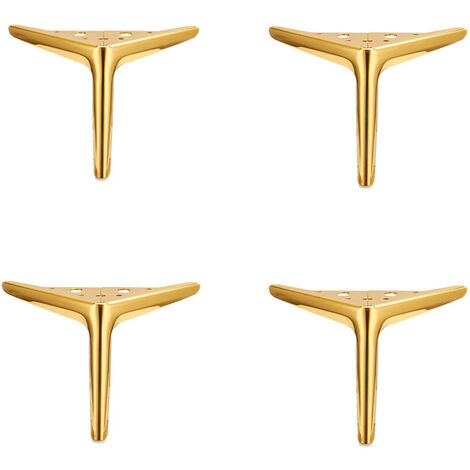 Set of 4 Furniture Legs, Tilt Sofa Leg, Table Leg Cabinet Legs Bedside Metal Feet, for Coffee Tables, Cupboards and Sofas, Gold