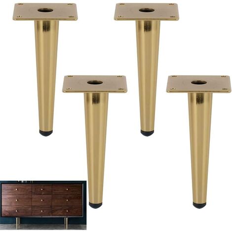 Set of 4 Furniture Legs, Tilt Sofa Leg, Table Leg Cabinet Legs Bedside Metal Legs, for Coffee Tables, Cupboards and Sofas, Golden, Load Capacity 800KG (Straight10cm / 3.94in)
