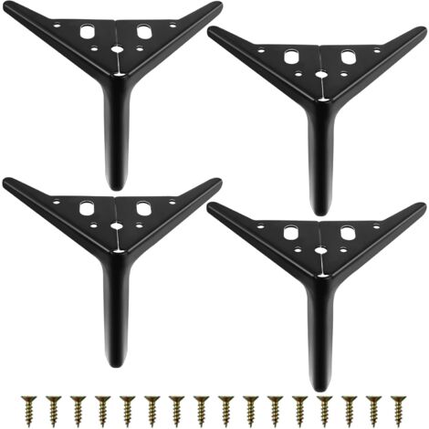 Set of 4 Furniture Legs with Screws,12CM Metal Table Legs Load Up to 300KG,Triangular Replacement Furniture Legs for Cabinet,Sofa,Coffee Table,TV Cabinet,Chair,Black-