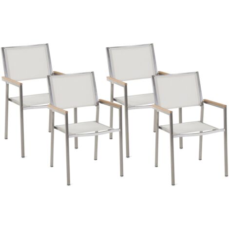Set of 4 Garden Chairs GROSSETO Stainless Steel White