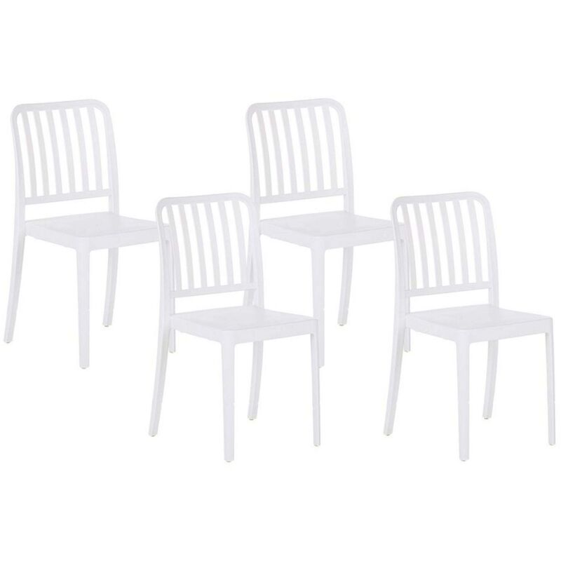 Beliani - Set Of 4 Garden Dining Chairs Armless Stacking Weatherproof Plastic White Sersale