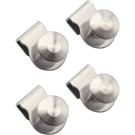 Set of 4 Glass Door Handle Stainless Steel Clip-on Glass Door Knobs 5-6mm Drawer Handle for Home Office Showcase and Furniture Door Accessories, BR-Life