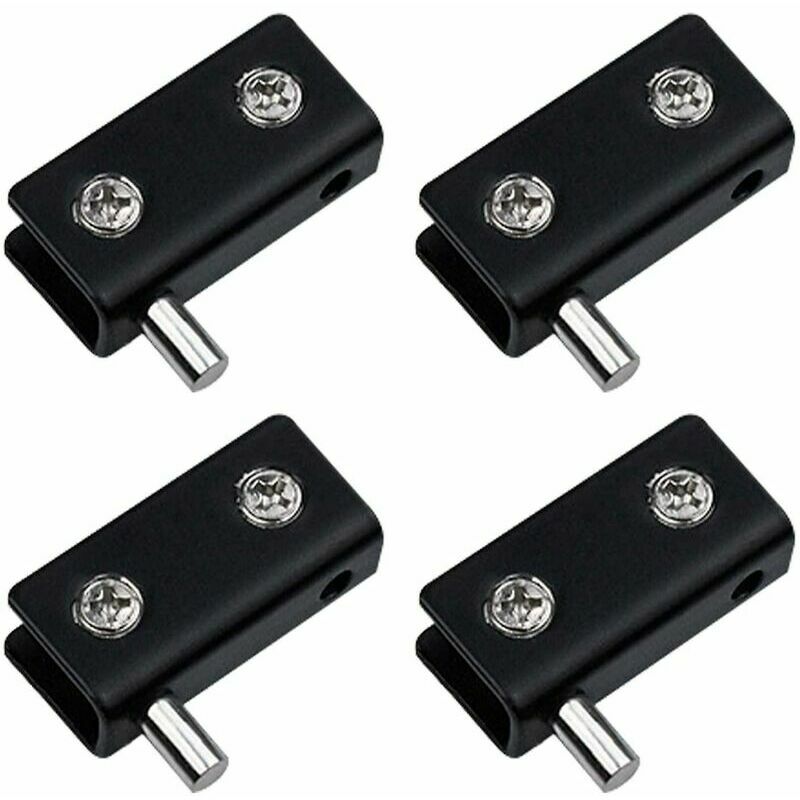 Dewdat - Set of 4 Glass Door Pivot Hinges Frameless Black Stainless Steel Glass Door Clips with Adjustable Pin Replacement Kit for 5-6mm Glass