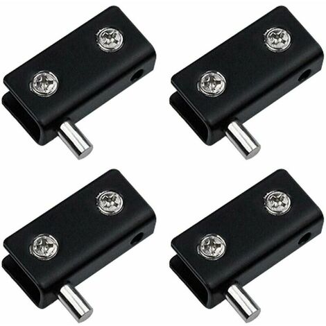Set of 4 Glass Door Pivot Hinges Frameless Black Stainless Steel Glass Door Clips with Adjustable Pin Replacement Kit for 5-6mm Glass
