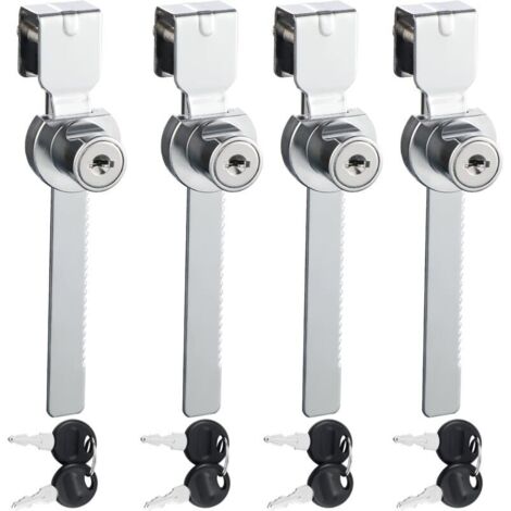 Set of 4 glass sliding door locks, drawer locks, display case locks, glass cabinet locks with chrome finish, identical keys (small)