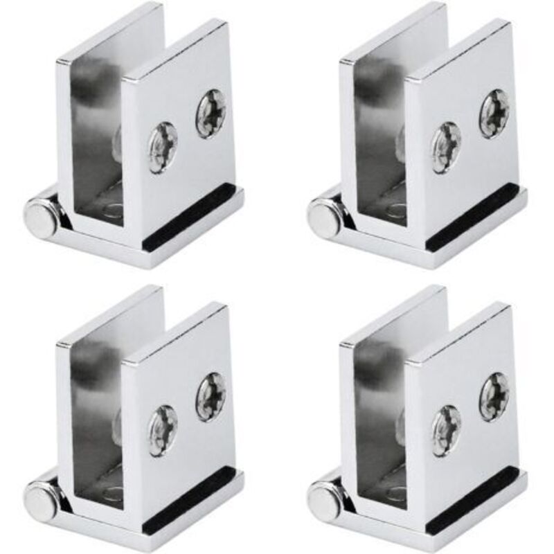 Set of 4 Hinges for Glass Door, 0° Opening Angle Clamping Hinges for Kitchen Furniture, Display Case, Shower, for Glass Thickness of 5 mm