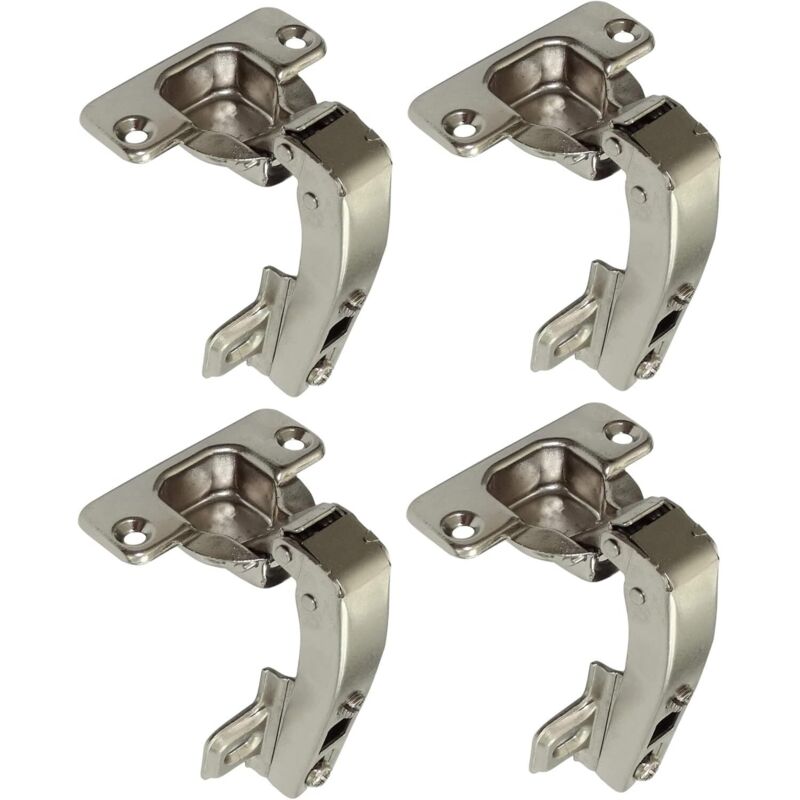 Set of 4 invisible 90° clip-on hinges - for single-door corner cabinet doors - with soft-close mechanism and clip - 35mm mounting opening