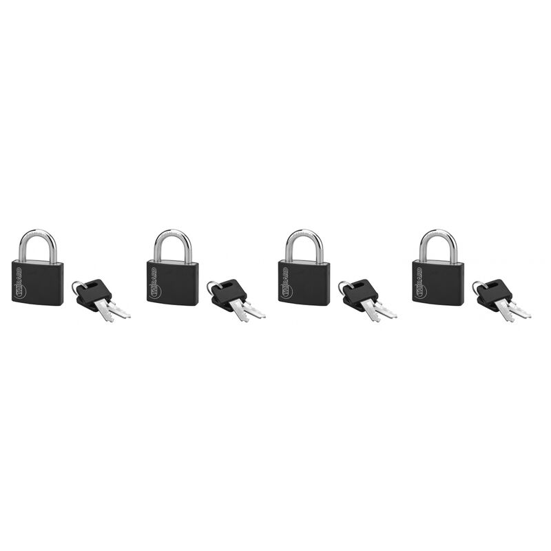 Image of Thirard - Set di 4 Lucchetti Maxium color 40mm, arco acciaio temprato, nero, alluminio, 2 chiavi/lucchetto