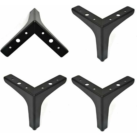 Set of 4 Metal Sofa Legs 10cm, Furniture Legs Load Up to 800KG, Silver Modern Metal Triangle Shaped Table Leg, Wrought Iron Table /Sofa Support, Leg for TV Cabinet