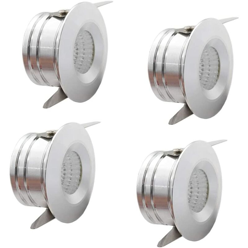 Set of 4 mini recessed spots & agrave; Aluminum LED with 3 W warm white light - Mini recessed spot - Ceiling light - With transformer