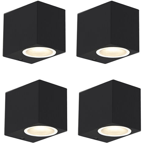 Set of 4 Modern Wall Light Black IP44 - Baleno