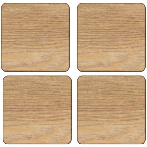 Set of 4 OAK Wood COASTERS By Creative Tops