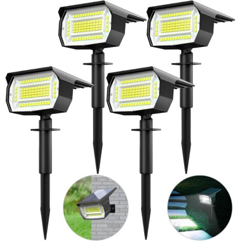 Set of 4 Outdoor Solar Spotlights, 72 LED Outdoor Solar Lights, IP65 Waterproof, Adjustable with 3 Lighting Modes for Garden, Yard, Driveway, Path, Cool White