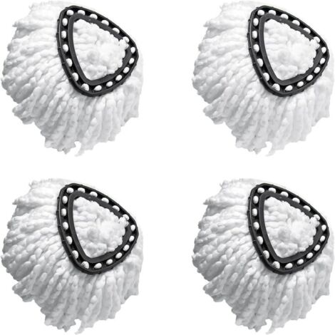 Set of 4 premium replacement mop heads for the 360° rotating magic mop, compatible with Vileda EasyWring and Clean Turbo Classic 2-in-1 replacement head, White