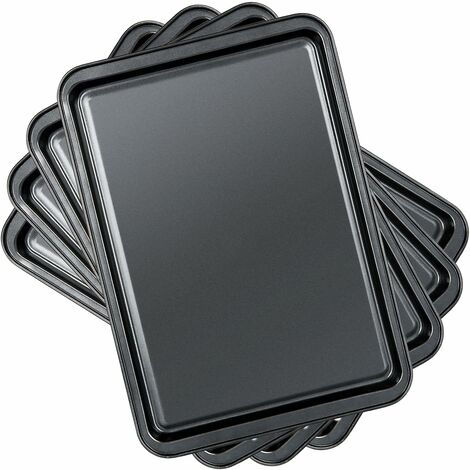 Set of 4 Rectangular Baking Dish, Carbon Steel Non-Stick Roasting Tray / Non-Stick Coated Baking Tray, 37 x 26 x 2 CM