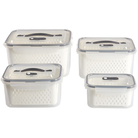 Set of 4 Refrigerator Organiser Transparent Food Storage Containers