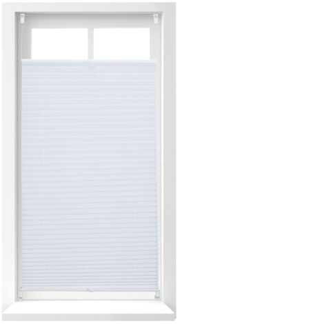 Set of 4 Relaxdays Pleated Blinds, No-Drilling, Adhesive Klemmfix, Folding, Transparent, Shades, White, 60x130 cm