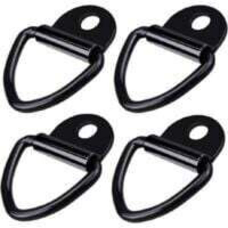 Set of 4 robust stainless steel D-ring tie-down points for trailers, trucks, bicycles and boats (black)