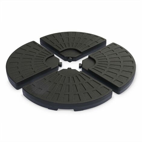 Set of 4 rounded weight slabs 48x48cm Black 48x48x8 cm - Cantilever parasol base