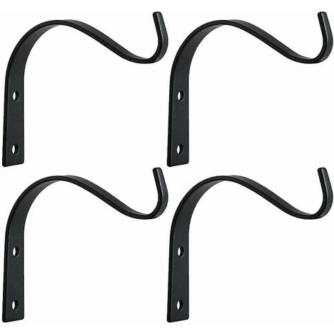 25cm Lantern Hook Iron Hanging Plant Holder Decorative Wall Planter Hanging Hooks With Black Screws For Bird Feeder Lanterns Wind Chimes (Set of 2