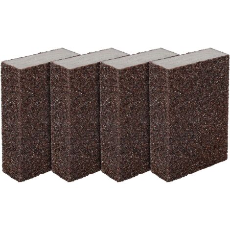 Set of 4 sanding sponges/blocks for wet and dry surfaces, coarse sanding (grain size 80 to 100).