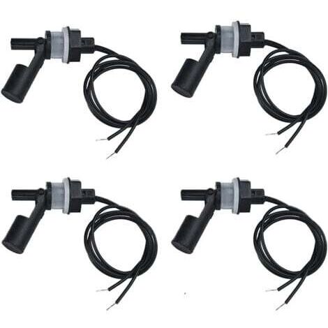 Set of 4 side-mount float switches, horizontal plastic float switch, water level sensor, float switch with 40cm wire for aquarium pool (low
