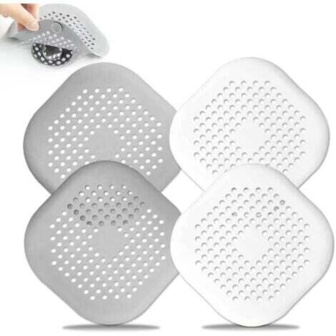Set of 4 Silicone Drain Protectors with Suction Cups, Kitchen Sink Filter Stoppers for Bathtub and Bathroom, 2 Gray + 2 White