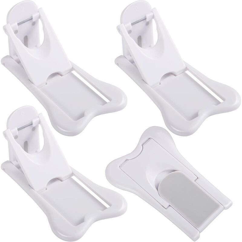 Set of 4 Sliding Door Stoppers, Child Safety Window Locks, Self-Adhesive Baby Safety Door Stoppers, Home Safety Protection, No Drilling Required for