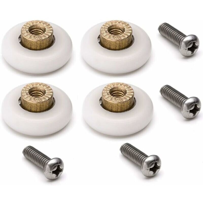 Set of 4 spare rollers for sliding shower door with M6 screws Diameter 20 mm