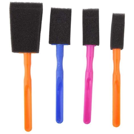 Set of 4 sponge foam brushes with quality plastic handles for young