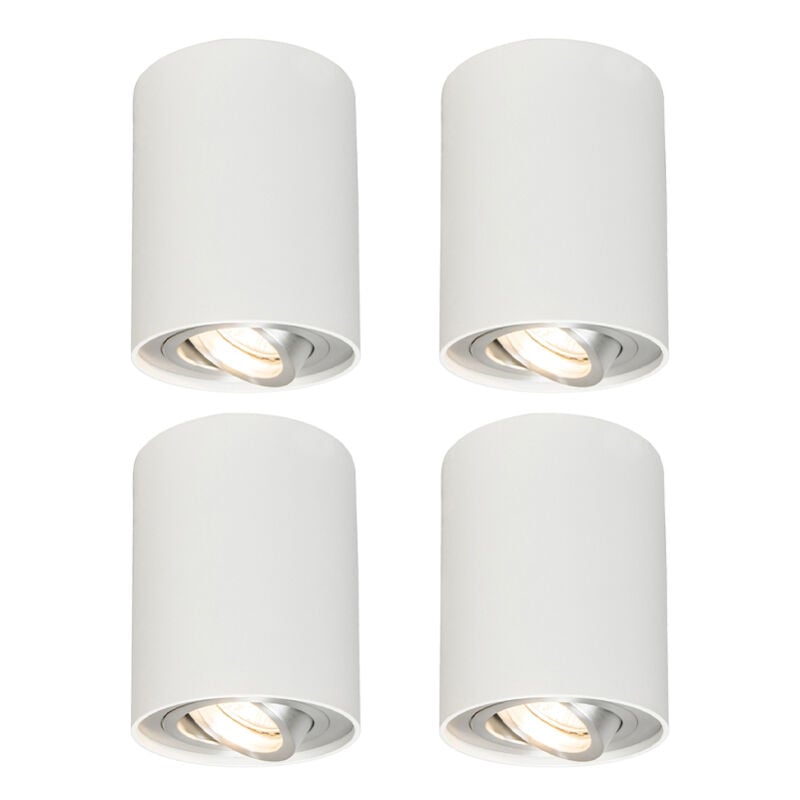 Set of 4 White Spotlights Adjustable and Tiltable - Rondoo Up