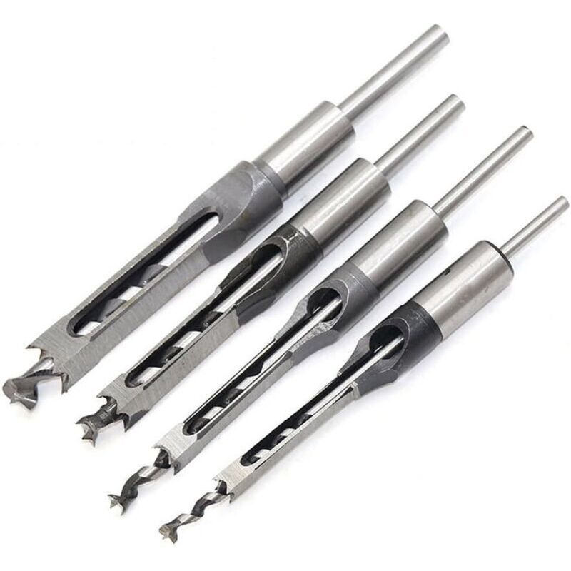 Set of 4 square hole chisels, hollow steel chisels, woodworking tools set (1/4-1/2-5/16-3/8 inch)
