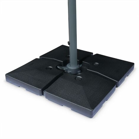 Set of 4 square weight slabs 51.5x51.5cm Black 51x51x12 cm - Cantilever parasol base